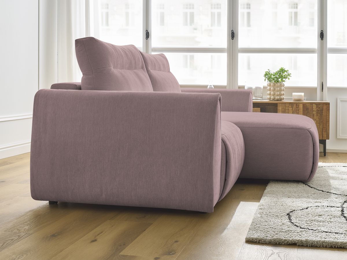 Bobochic Aden Ecksofa 246 × 152 cm Stoff Rosa Ecke rechts