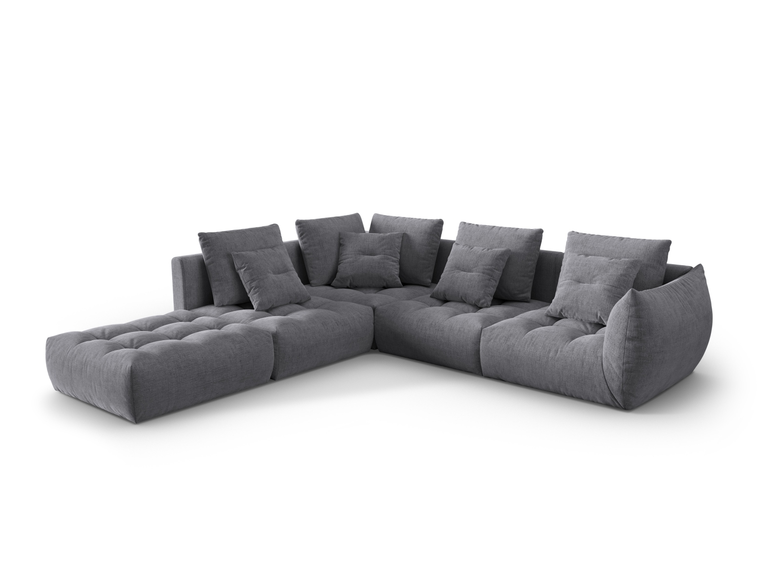 Micadoni Ecksofa Bloom 5-Sitzer Links Strukturierter Stoff Grau