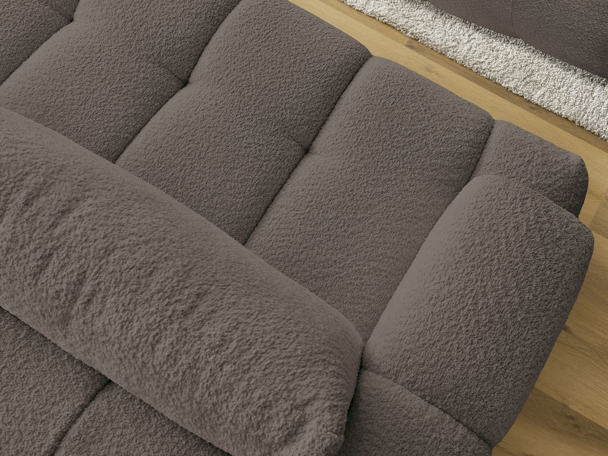 Bobochic Fuji Schlafsofa 3-Sitzer mit Bettkasten und Pouf Bouclé-Stoff Braun