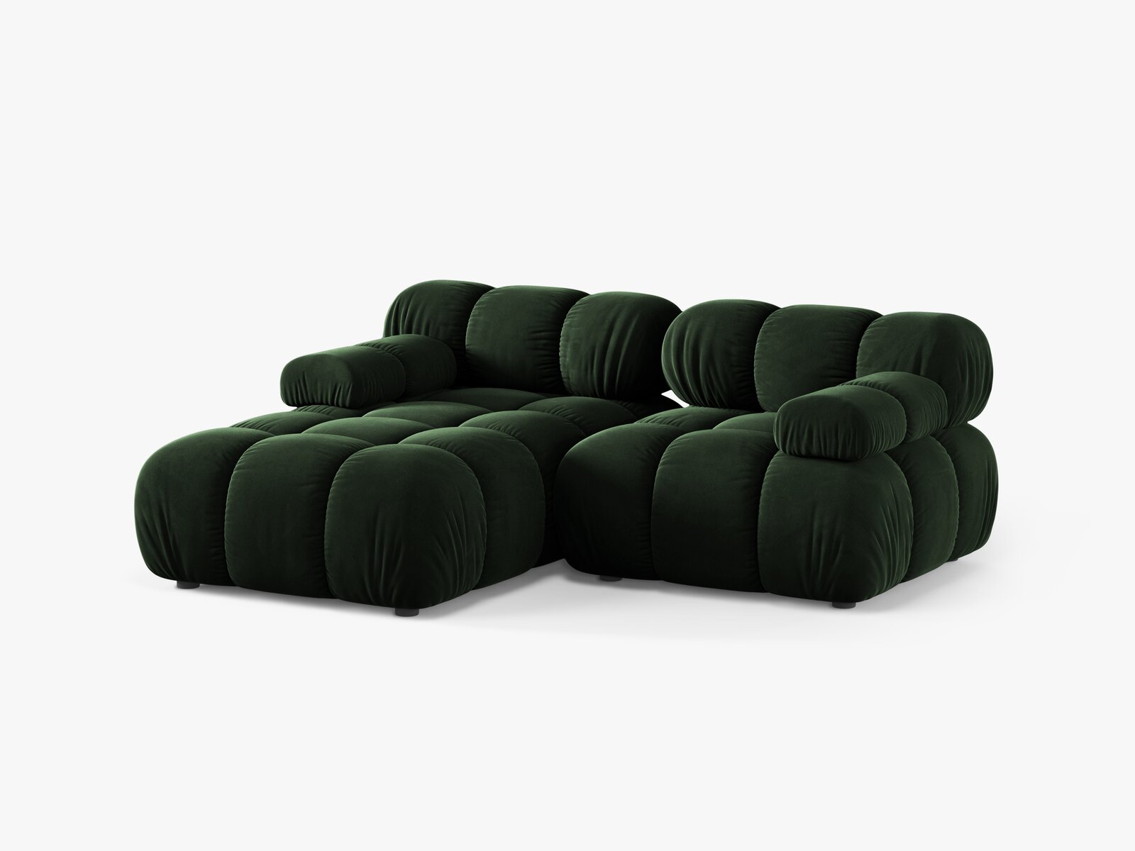 Micadoni Modulares Ecksofa Bellis 3-Sitzer Links Samt Venus Flaschengrün