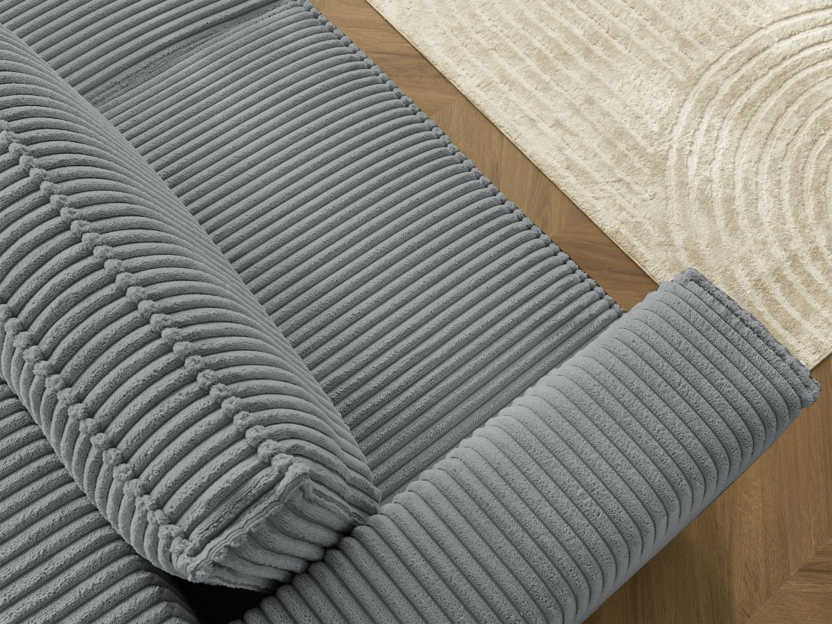 Bobochic Chelsea Schlafsofa 4-Sitzer mit Bettkasten und Pouf Breitcord weich Dunkelgrau