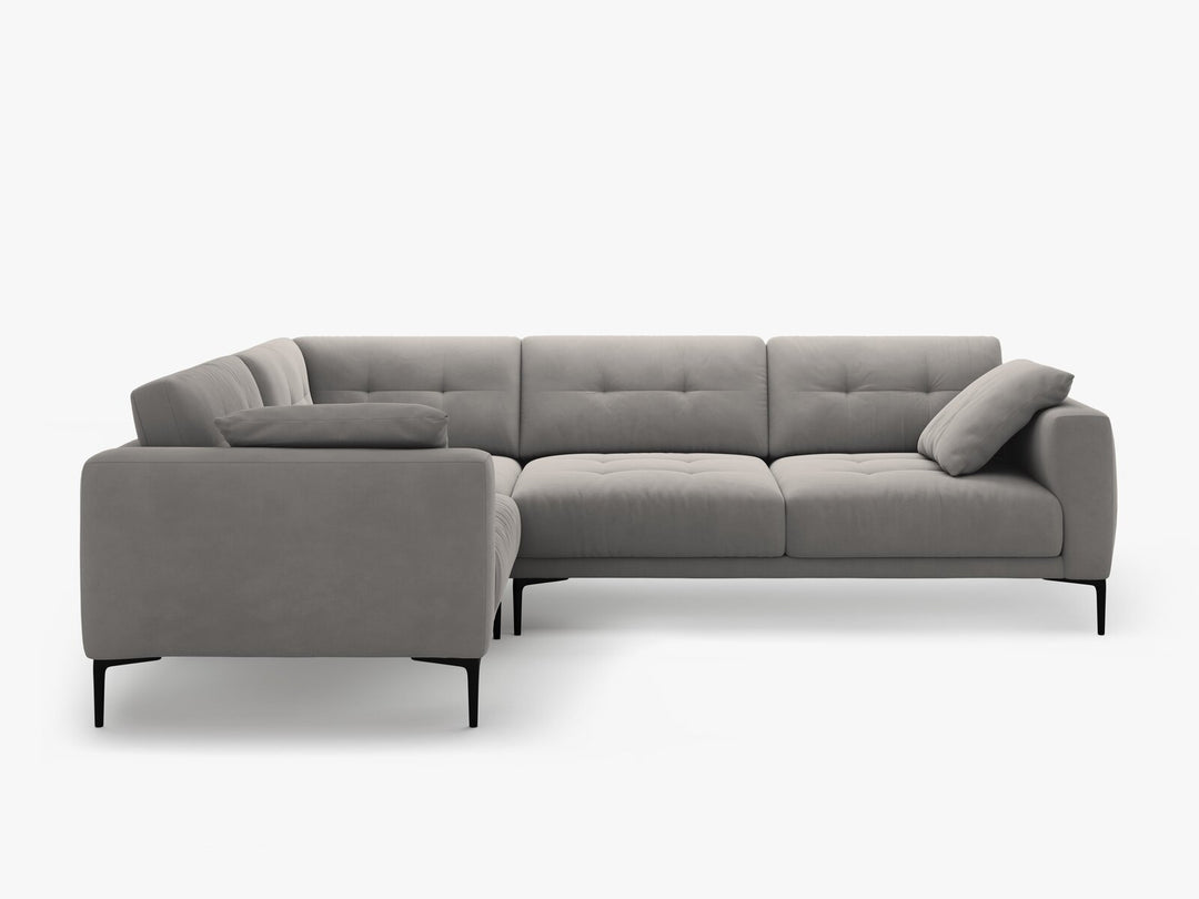 Micadoni Ecksofa Bemy 4-Sitzer Links Samt Grau