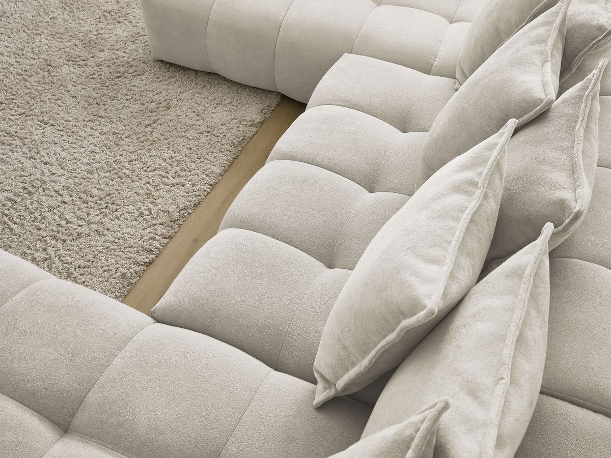 Bobochic Everest Wohnlandschaft, 14 Kissen Strukturstoff Beige Ecke rechts
