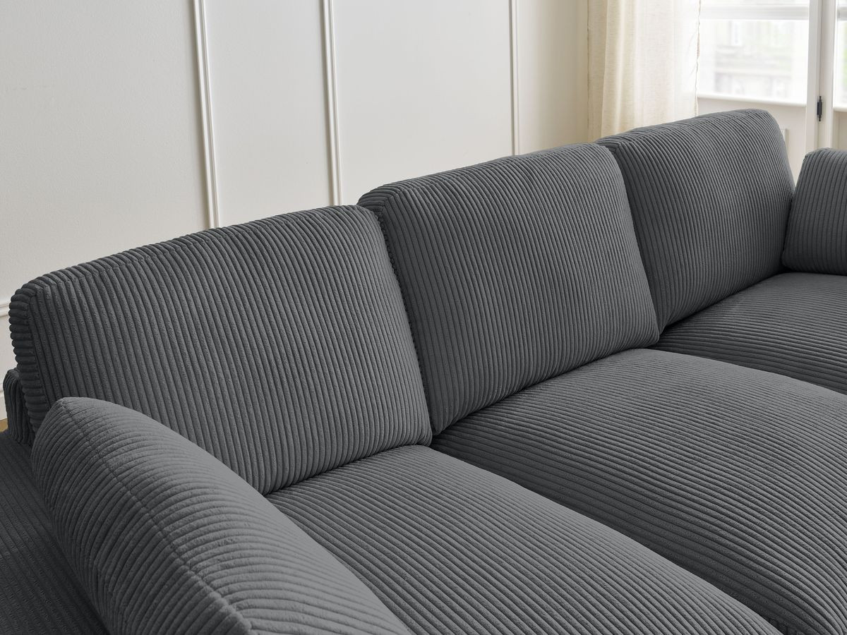 Bobochic Belair Sofa 3-Sitzer 220 × 93 cm Cordsamt Dunkelgrau