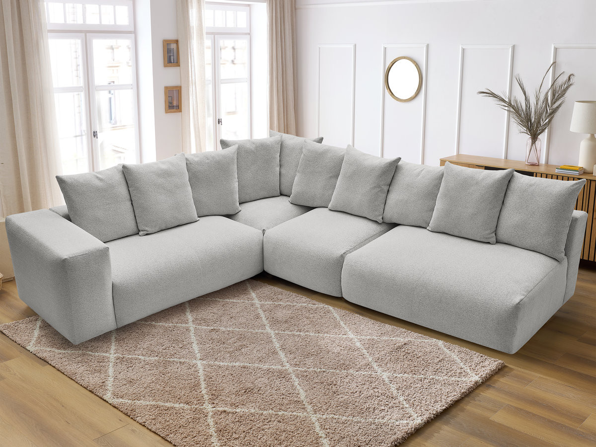 Bobochic Voltaire Ecksofa 322 × 268 cm Melange-Stoff Hellgrau Ecke links