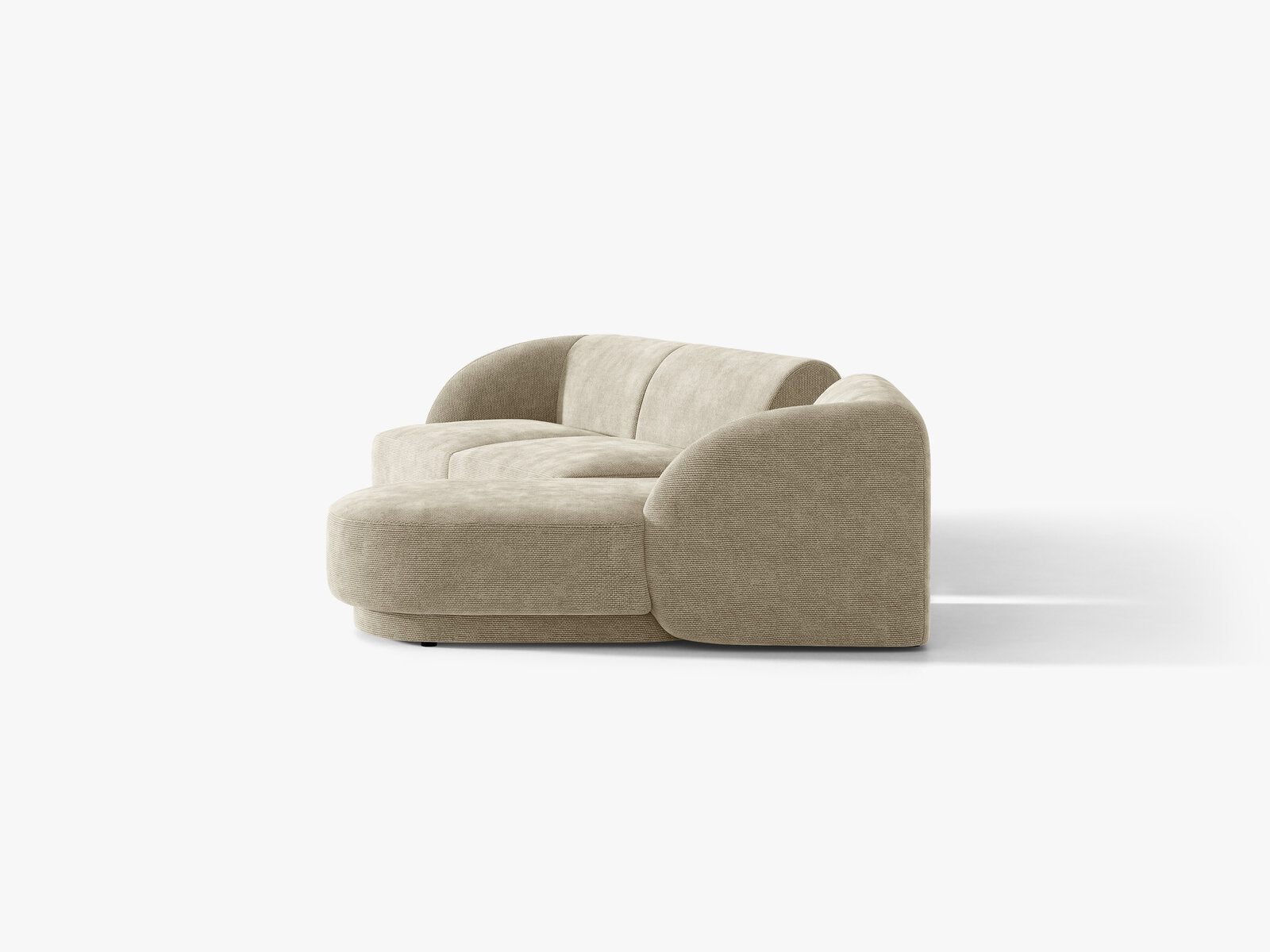Micadoni Modulares Sofa Miley mit Recamiere 3-Sitzer Rechts Chenille Eden Dunkelbeige