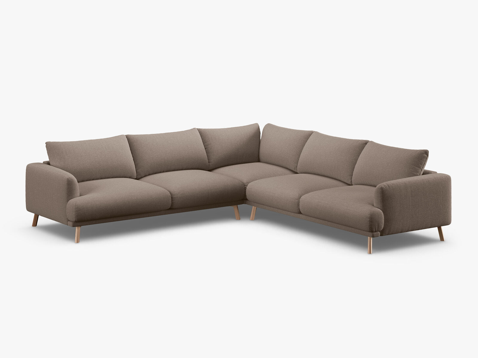 Micadoni symmetrisches Ecksofa Naomi 5-Sitzer Strukturierter Stoff Liberty Cappuccino
