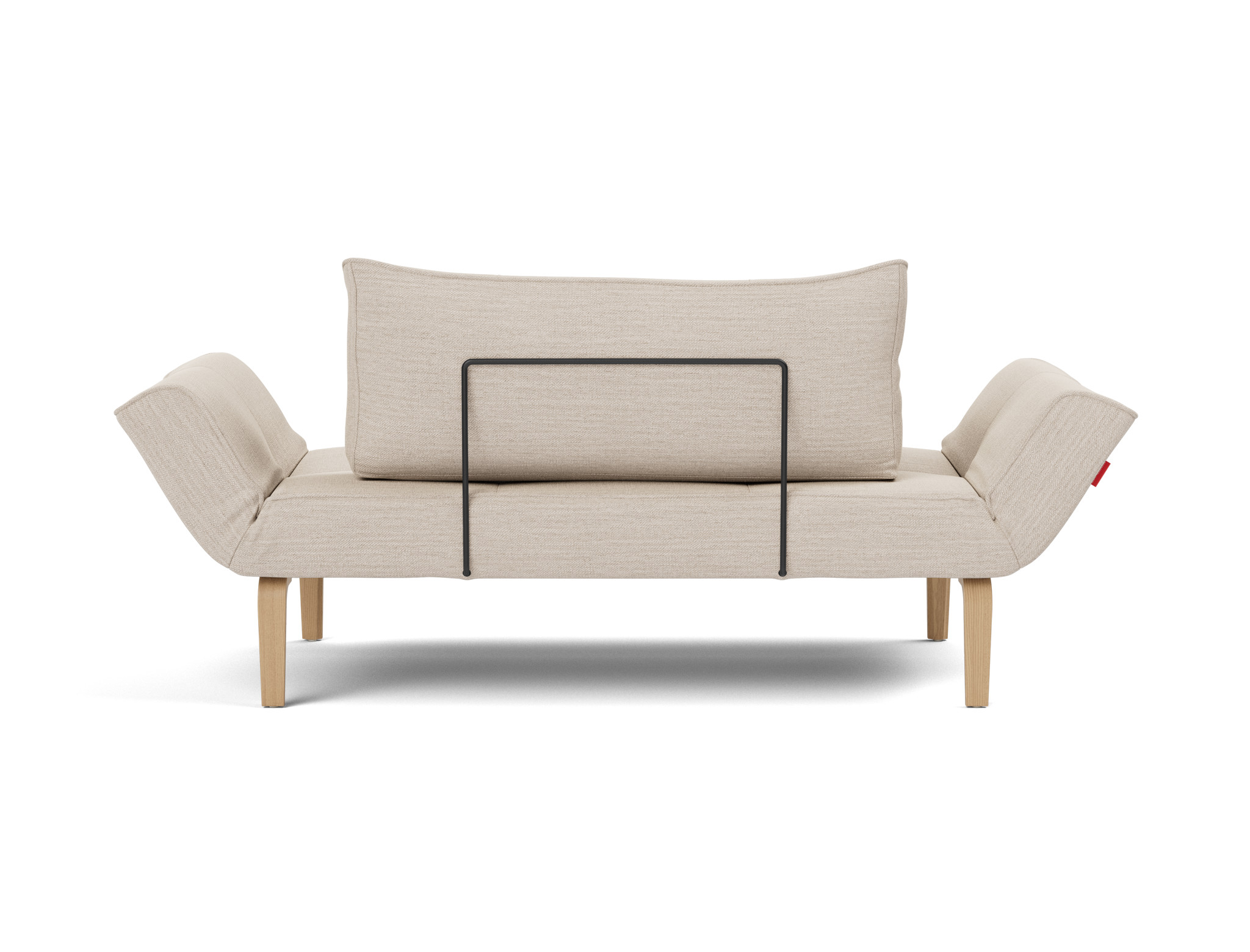 Tagesbett Zeal Webstoff Blida 612-Sand-Grey Beine Bow Eiche