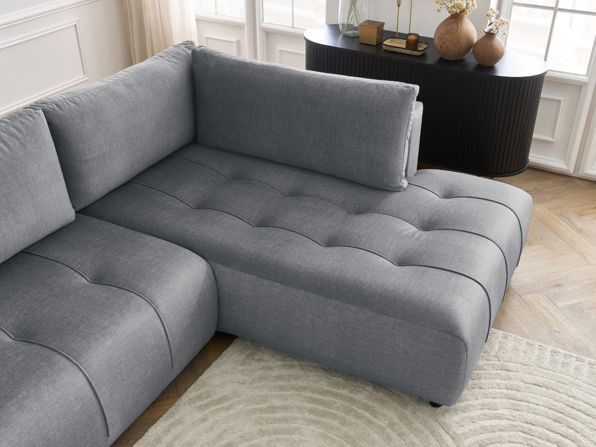 Bobochic Arsene Ecksofa mit Schlaffunktion und Bettkasten 277 × 200 cm Samt Dunkelgrau Ecke rechts