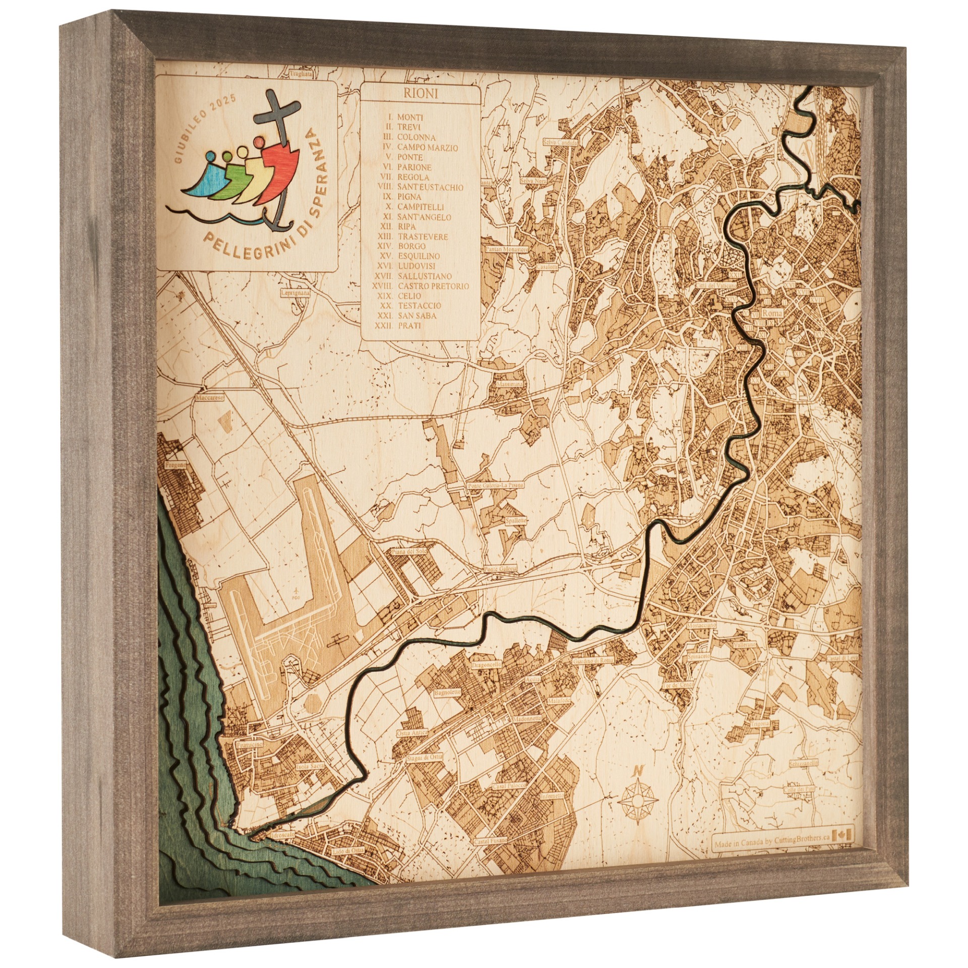Cutting Brothers 3D Holz-Wandkarte Giubileo 2025 ROM 35x35 cm