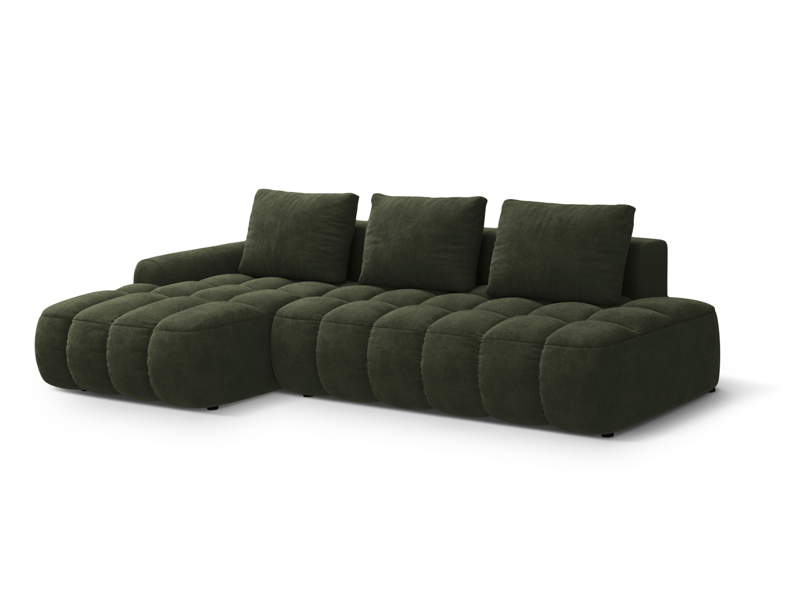 Cosmopolitan Design Ecksofa Linz 3-Sitzer offen mit Schlaffunktion Samt Vogue Grün Links