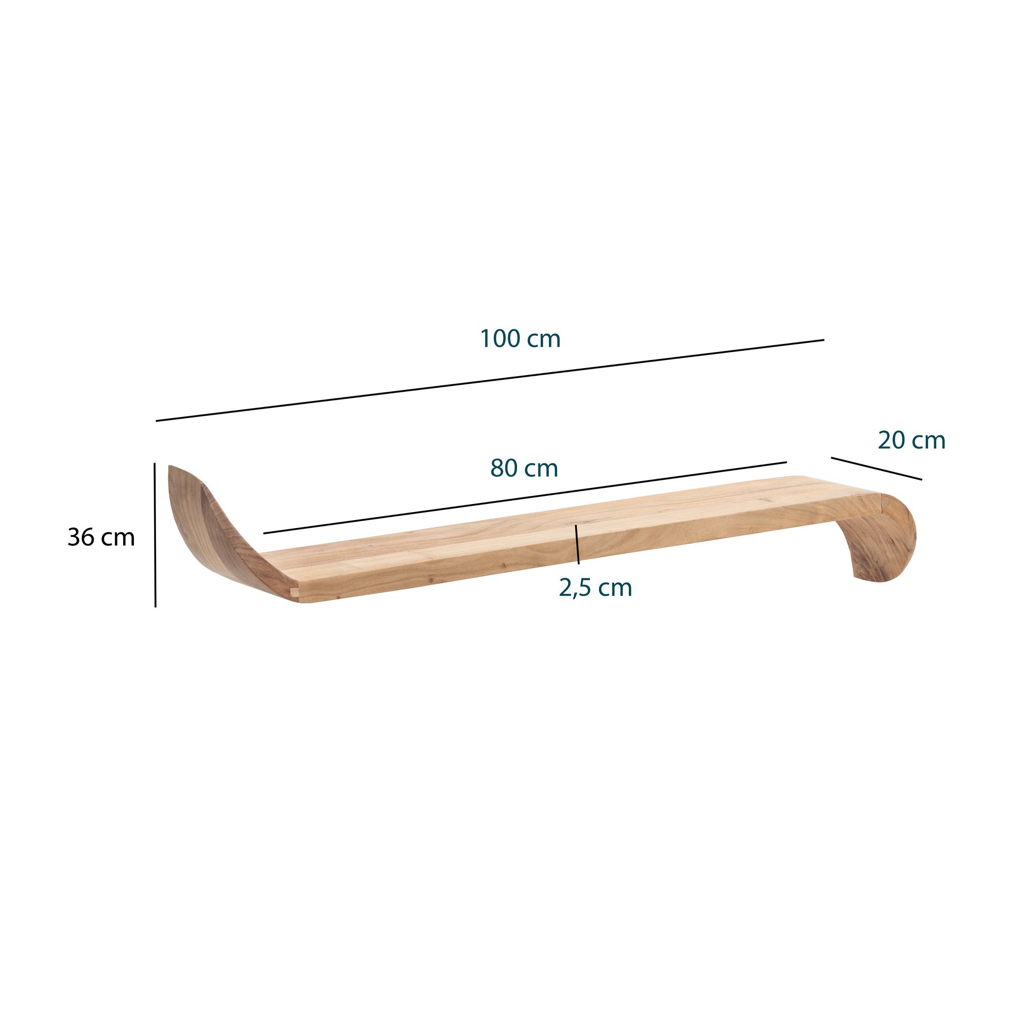 Wandregal Kollen Mango Massivholz Braun Breite 100 cm