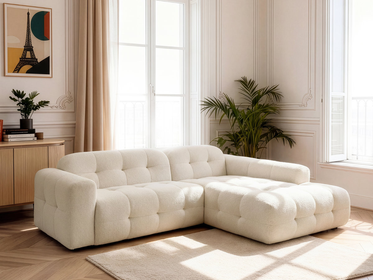Bobochic Laura Ecksofa Melange-Stoff Beige Ecke rechts