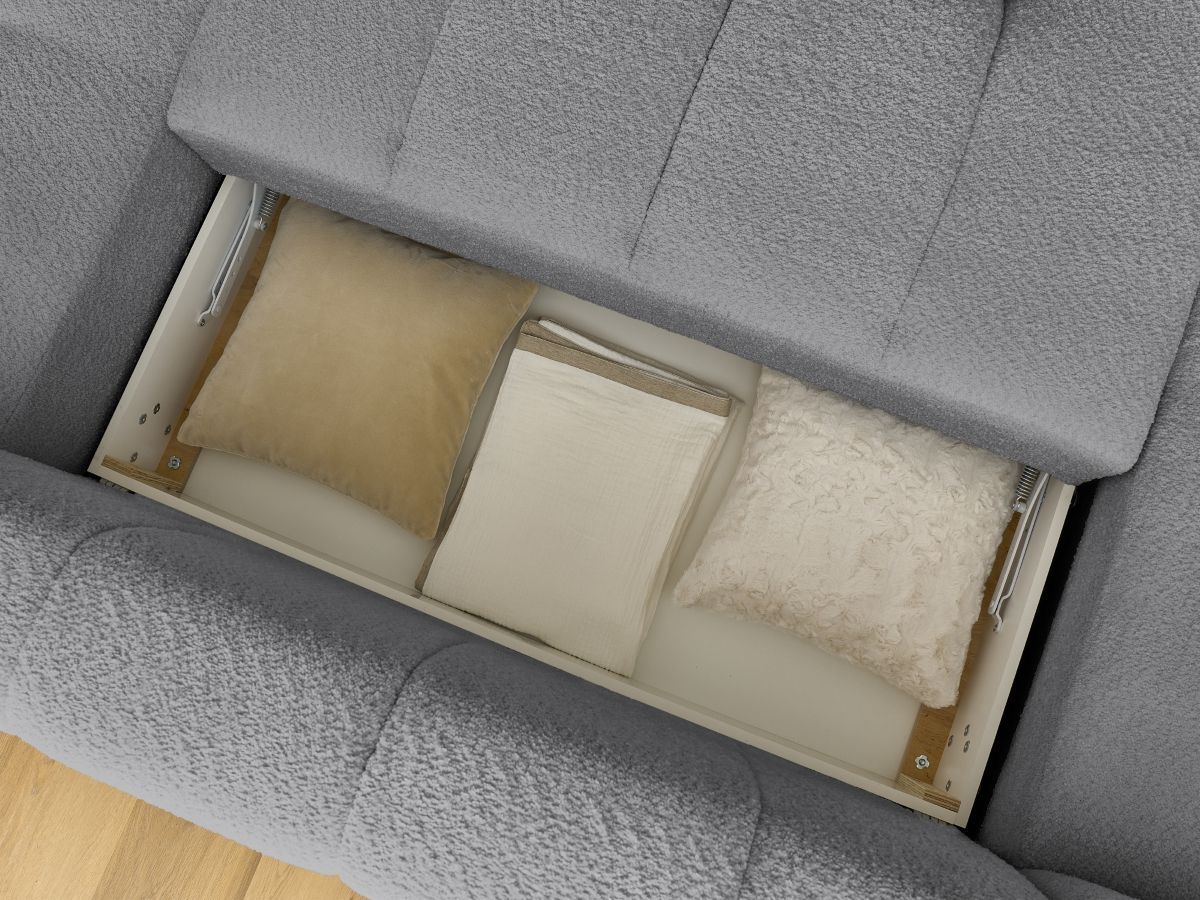 Bobochic Fuji Wohnlandschaft mit Pouf Bouclé-Stoff Dunkelgrau Ecke rechts