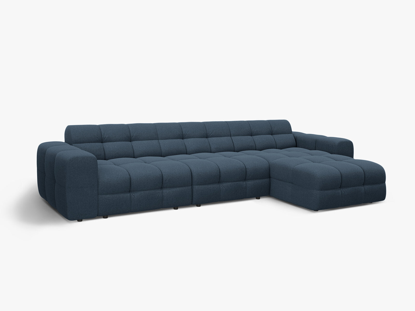 Micadoni Ecksofa Kendal 5-Sitzer Rechts Strukturierter Stoff Marineblau