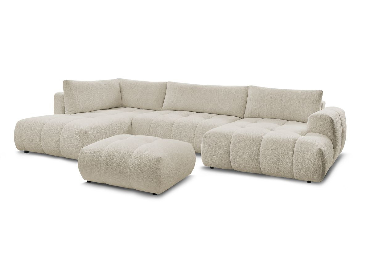 Bobochic Fuji Wohnlandschaft mit Pouf Bouclé-Stoff Beige Ecke rechts