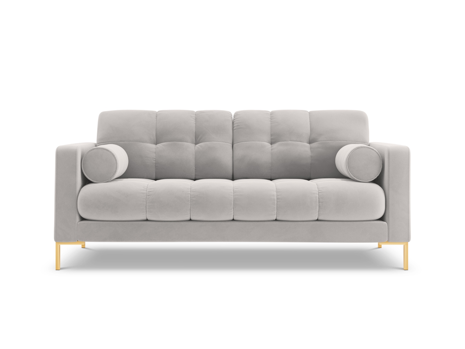 Cosmopolitan Design Sofa Bali 2-Sitzer Samt Bluvel Silber Beine Gold