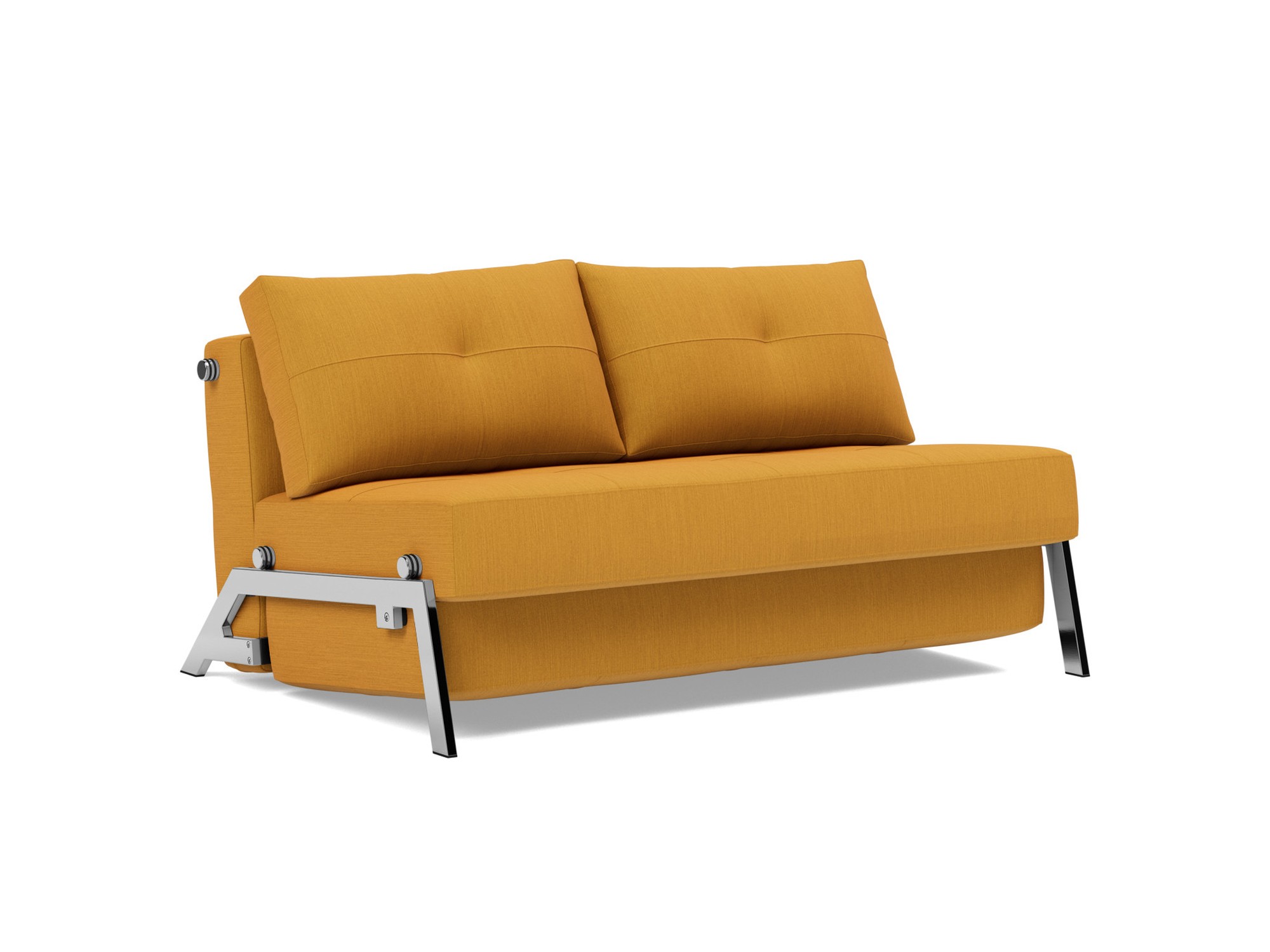 Schlafsofa Cubed 140 Flachgewebe Elegance 507-Burned-Curry Beine Chrom