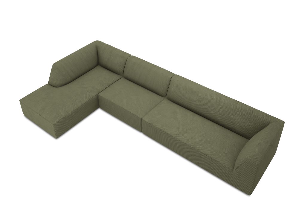 Cosmopolitan Design Ecksofa Siena 5-Sitzer Kord Scala Grün Links