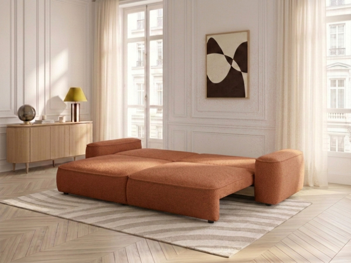 Bobochic Honore Schlafsofa 3-Sitzer mit Bettkasten Chenille Orange