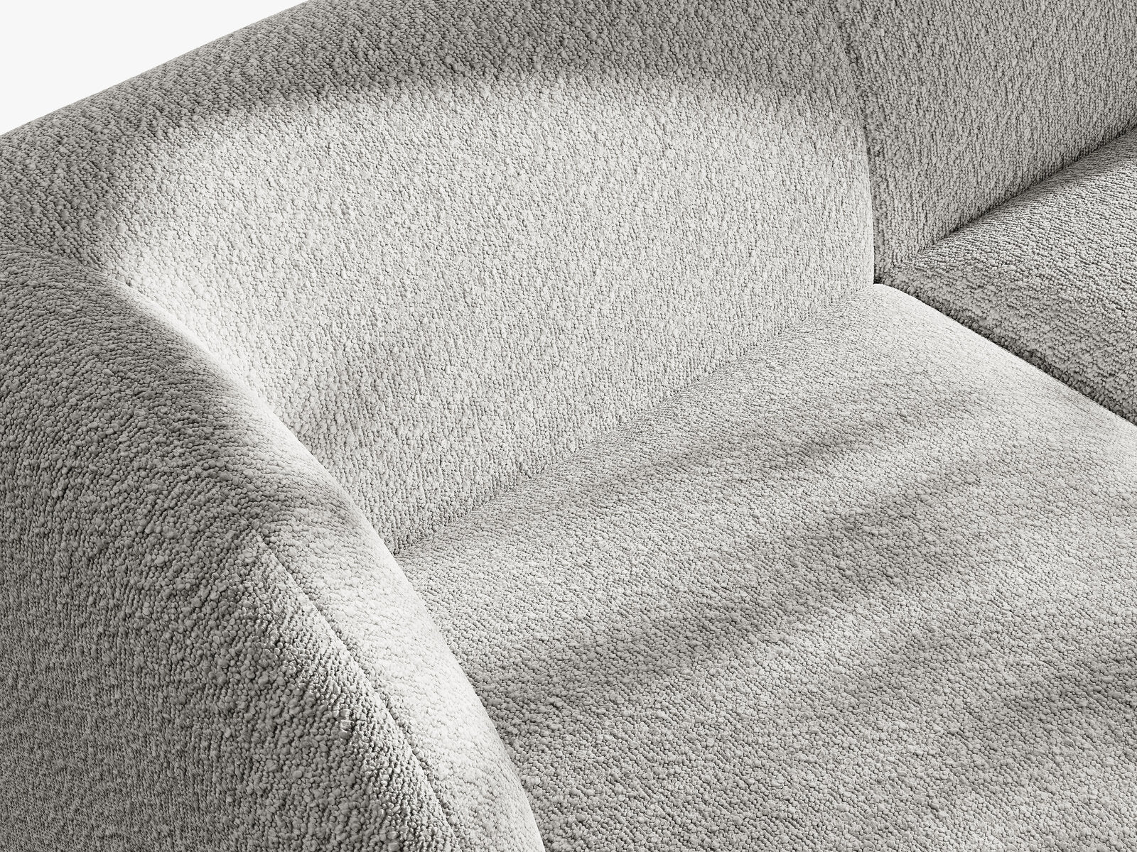 Micadoni Modulares Sofa Miley mit Recamiere 3-Sitzer Rechts Boucle Baloo Hellgrau