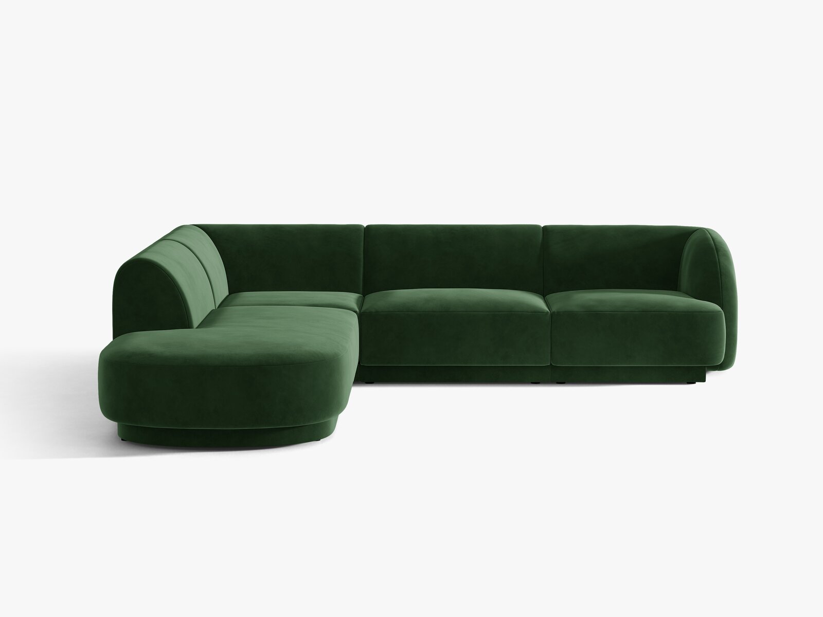 Micadoni Ecksofa Miley 6-Sitzer Samt Venus Flaschengrün Links