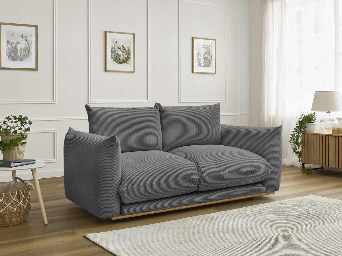 Bobochic Ernest Sofa 2-Sitzer Cordsamt Dunkelgrau