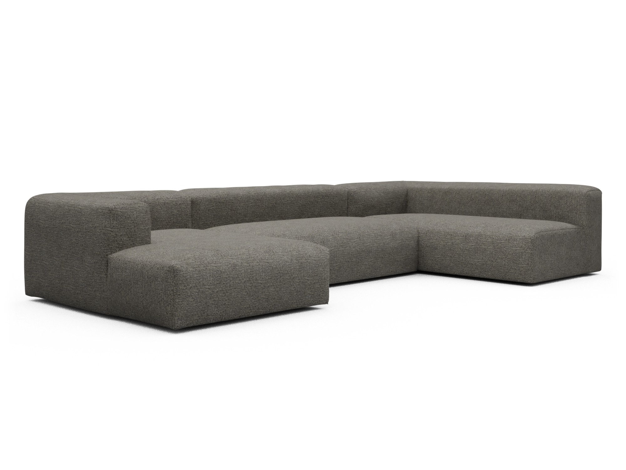 Skandi Home Wohnlandschaft Fred Chaiselongue links mit 2-Sitzer und lange Armlehne rechts Carreno-Sepie-Brown moebelfaktor