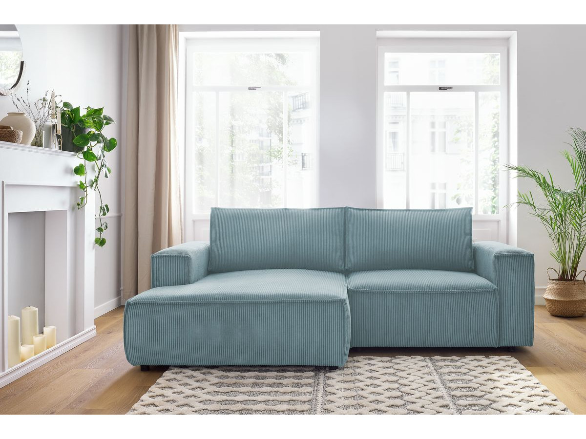 Bobochic Nihad Ecksofa Cordsamt Hellblau Ecke links