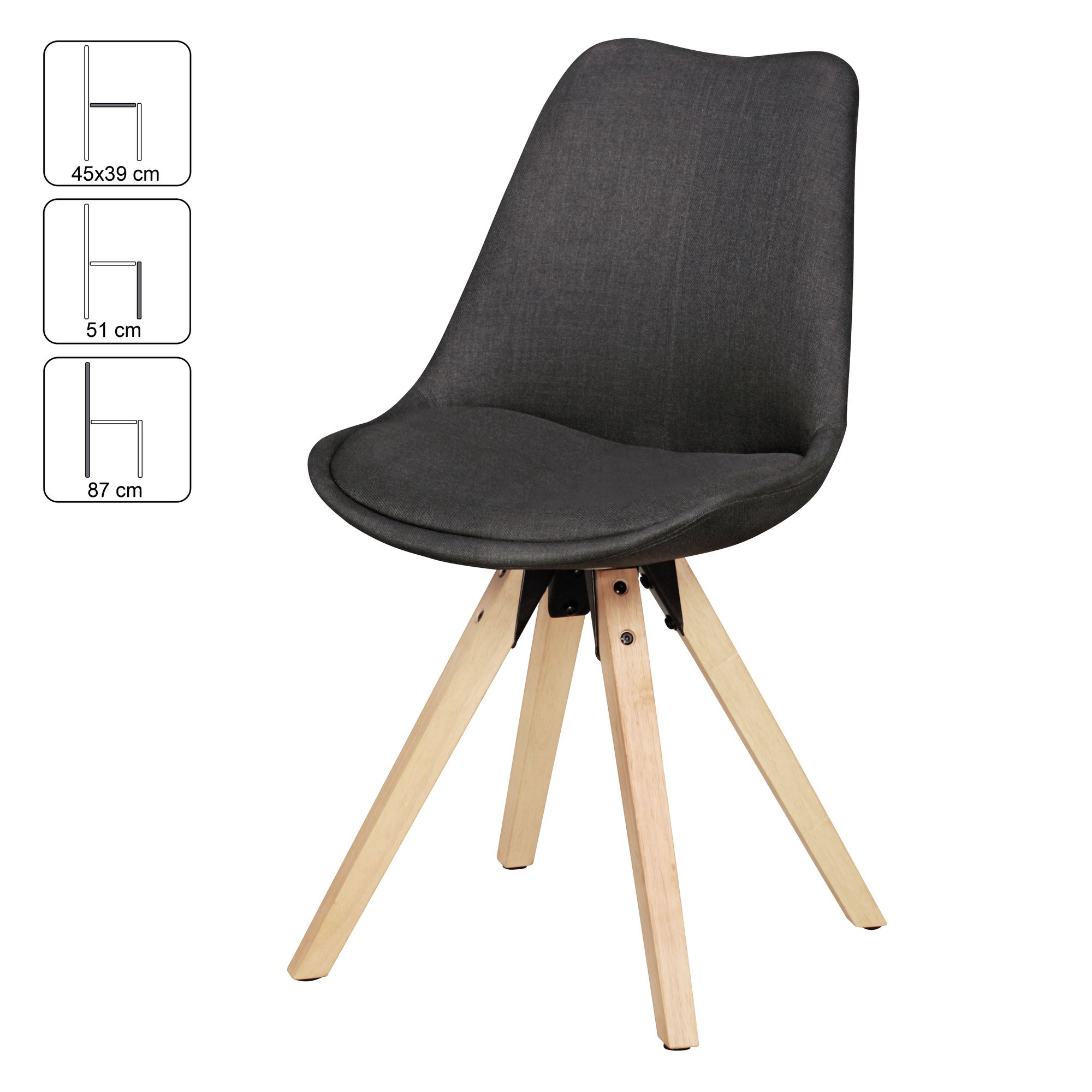 Polsterstuhl Arna Metall Schwarz 49 × 52 × 87 cm