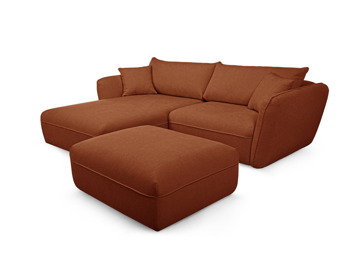 Bobochic Luigi Ecksofa mit Pouf Strukturstoff Orange Ecke links