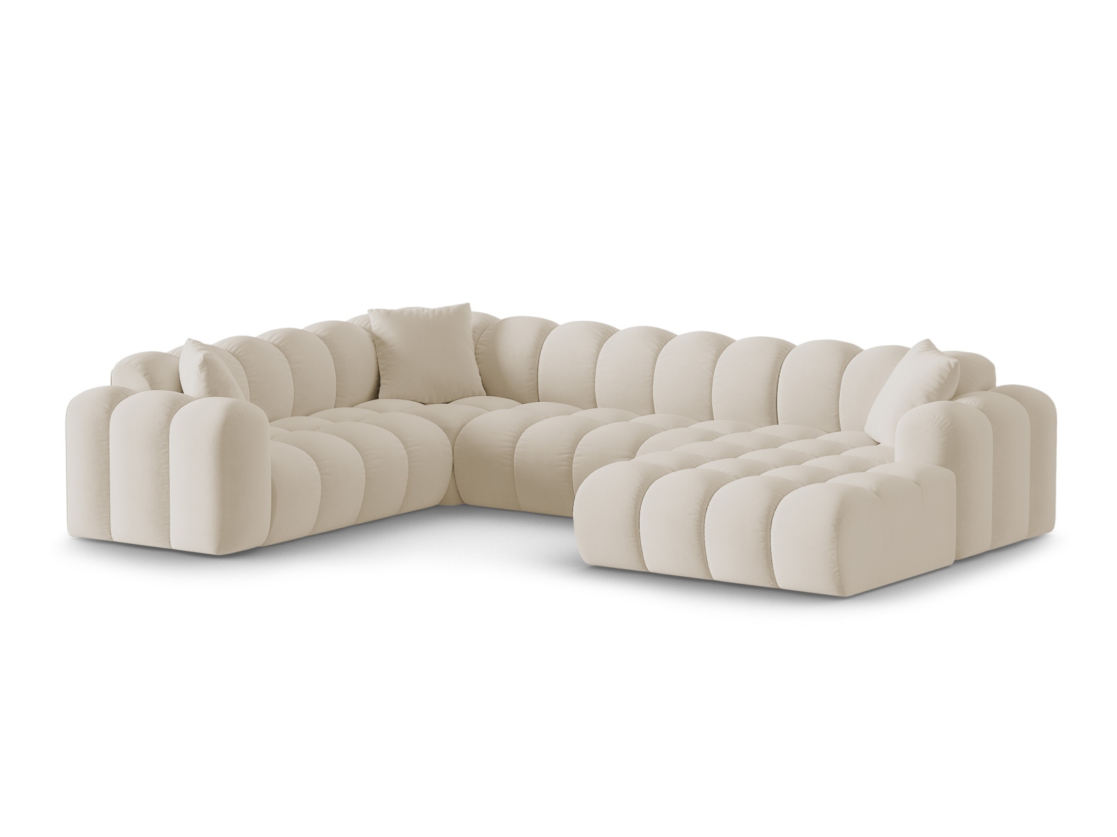 Cosmopolitan Design Panoramasofa Treno 4-Sitzer Samt Bluvel Dunkelbeige Links