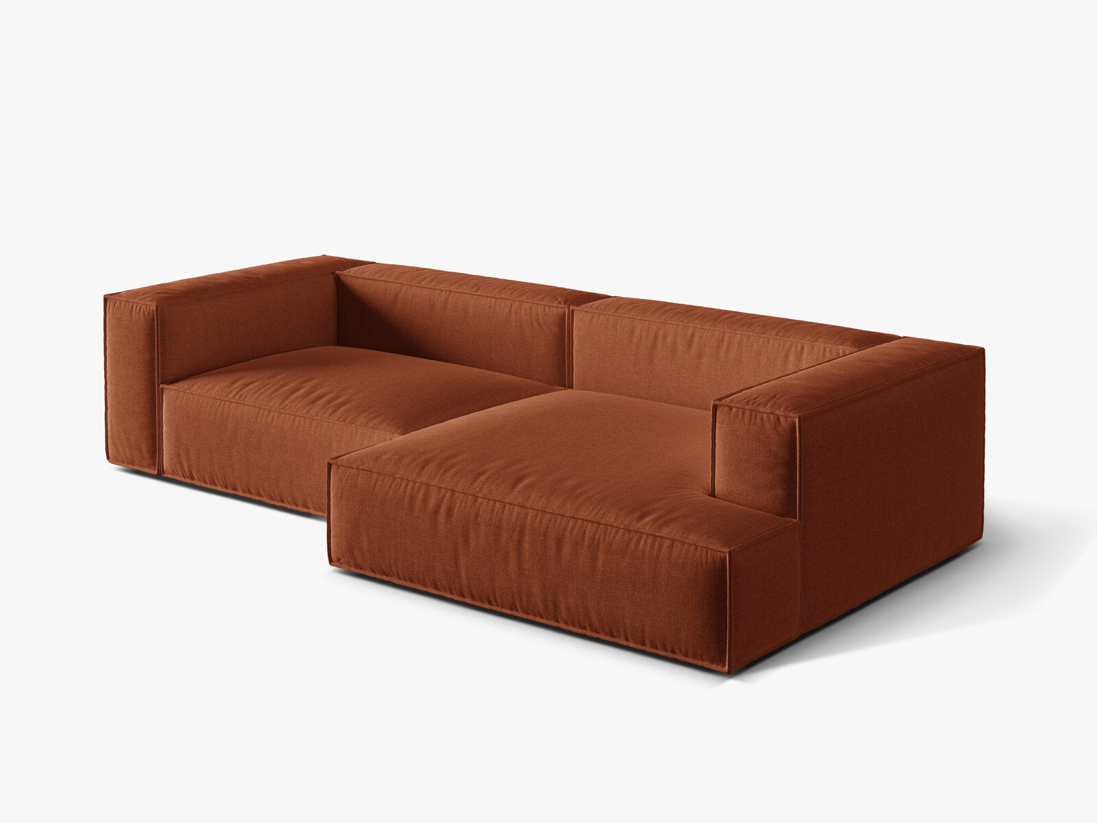 Micadoni Ecksofa Nuria 4-Sitzer Rechts Strukturierter Stoff Ziegel