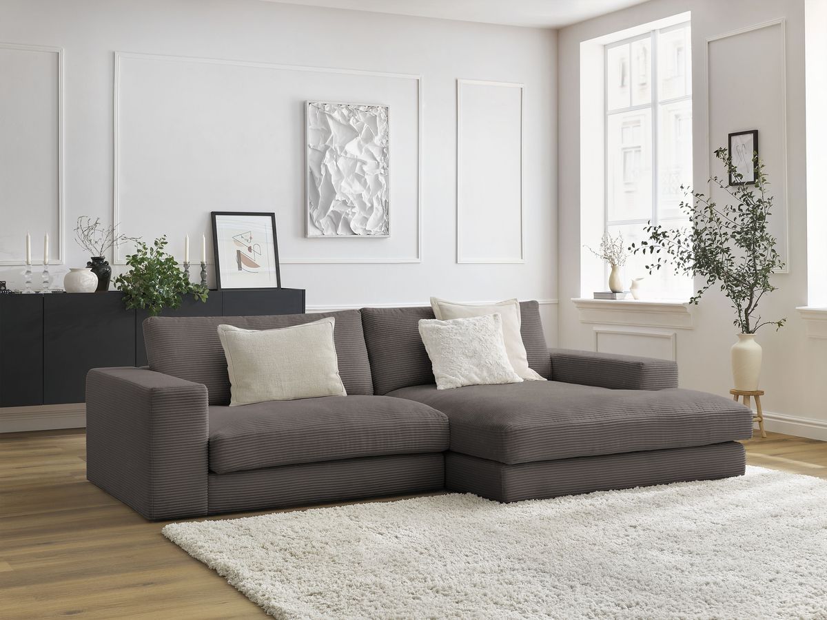 Bobochic Leonard Ecksofa 274 × 159 cm Cordsamt Braun Ecke rechts