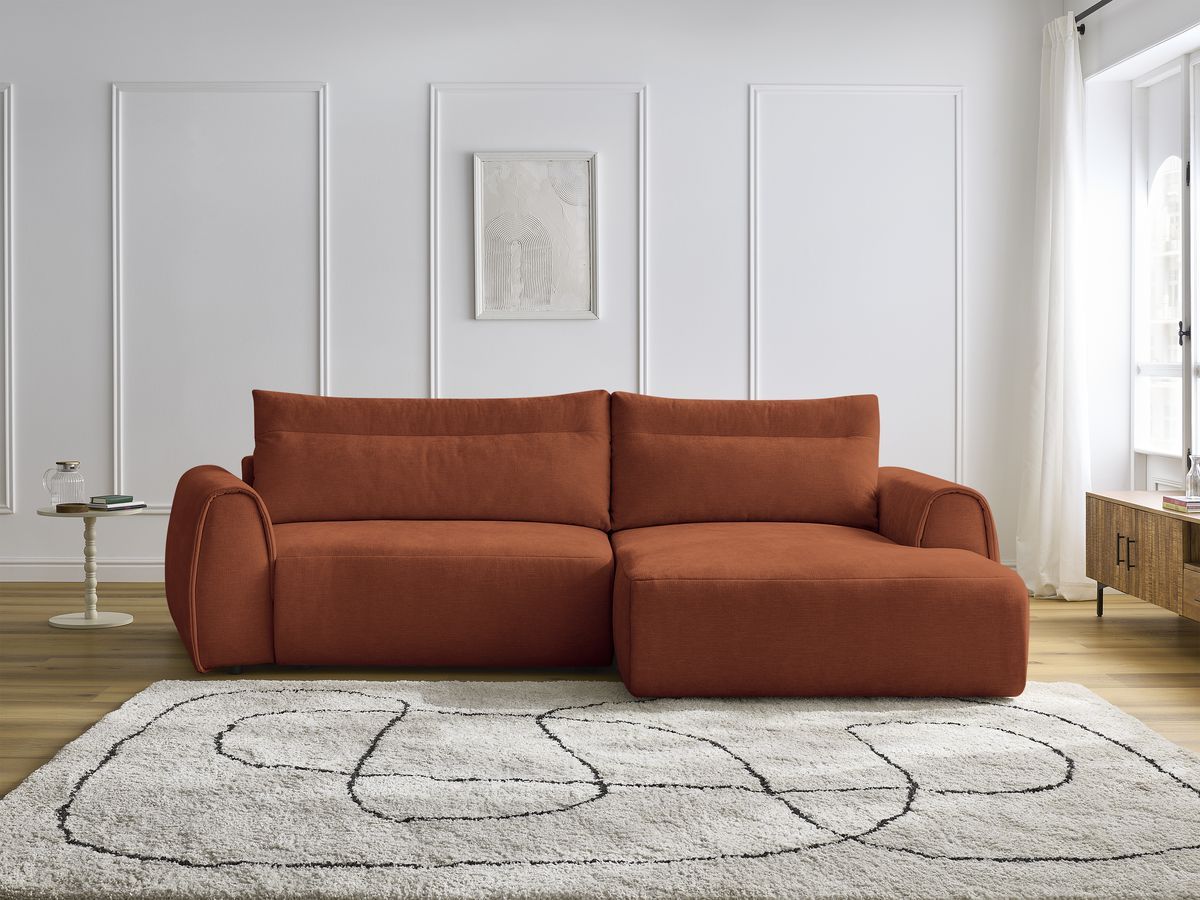 Bobochic Aden Ecksofa 293 × 152 cm Stoff Orange Ecke rechts