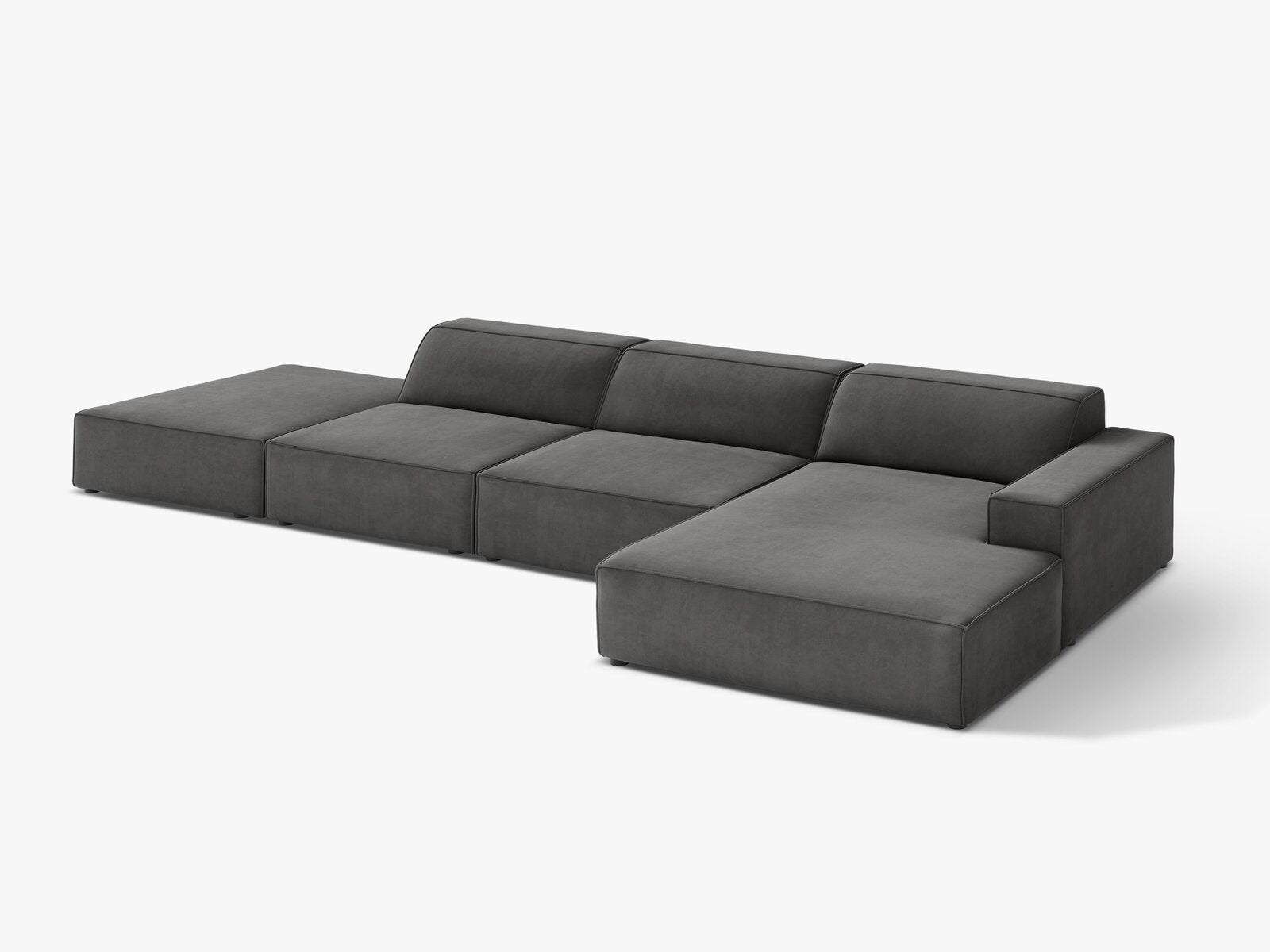 Micadoni Ecksofa Jodie 5-Sitzer Rechts Samt Bluvel Grau