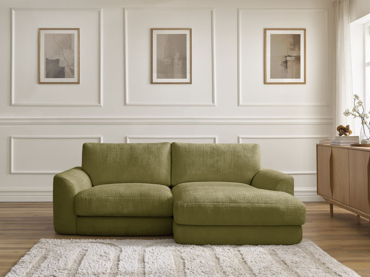 Bobochic Leonore Ecksofa Strukturstoff Grün Ecke rechts
