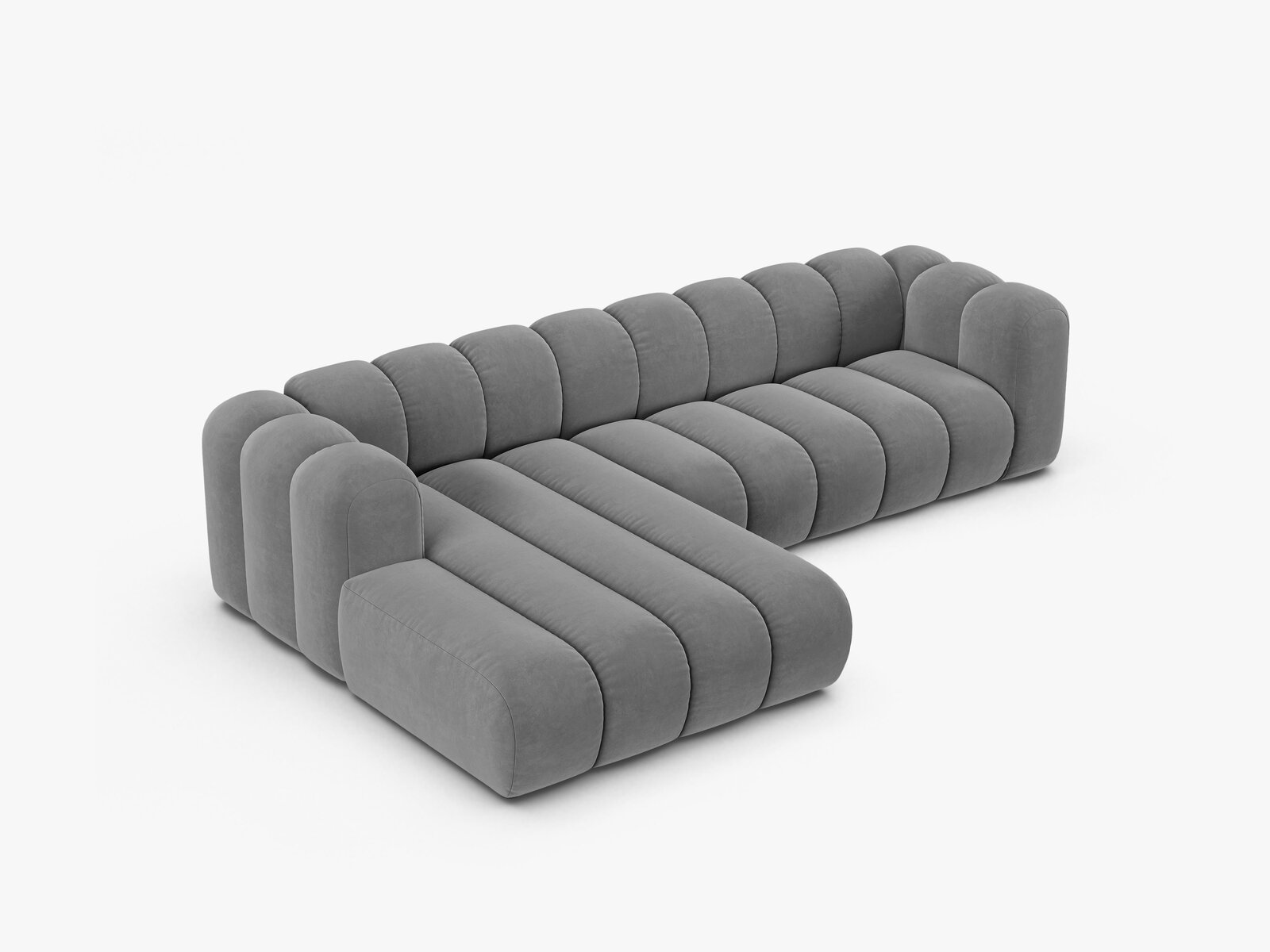 Micadoni Modulares Ecksofa Lupine 4-Sitzer Links Samt Venus Hellgrau