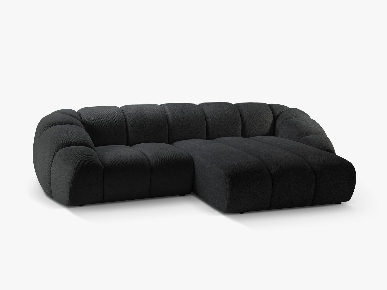 Micadoni Ecksofa Diana 3-Sitzer Rechts Strukturierter Samt Bubble Anthrazit