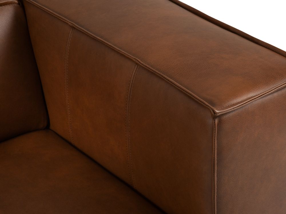 Cosmopolitan Design Symmetrisches Ecksofa Turin 5-Sitzer Leder Granada Braun