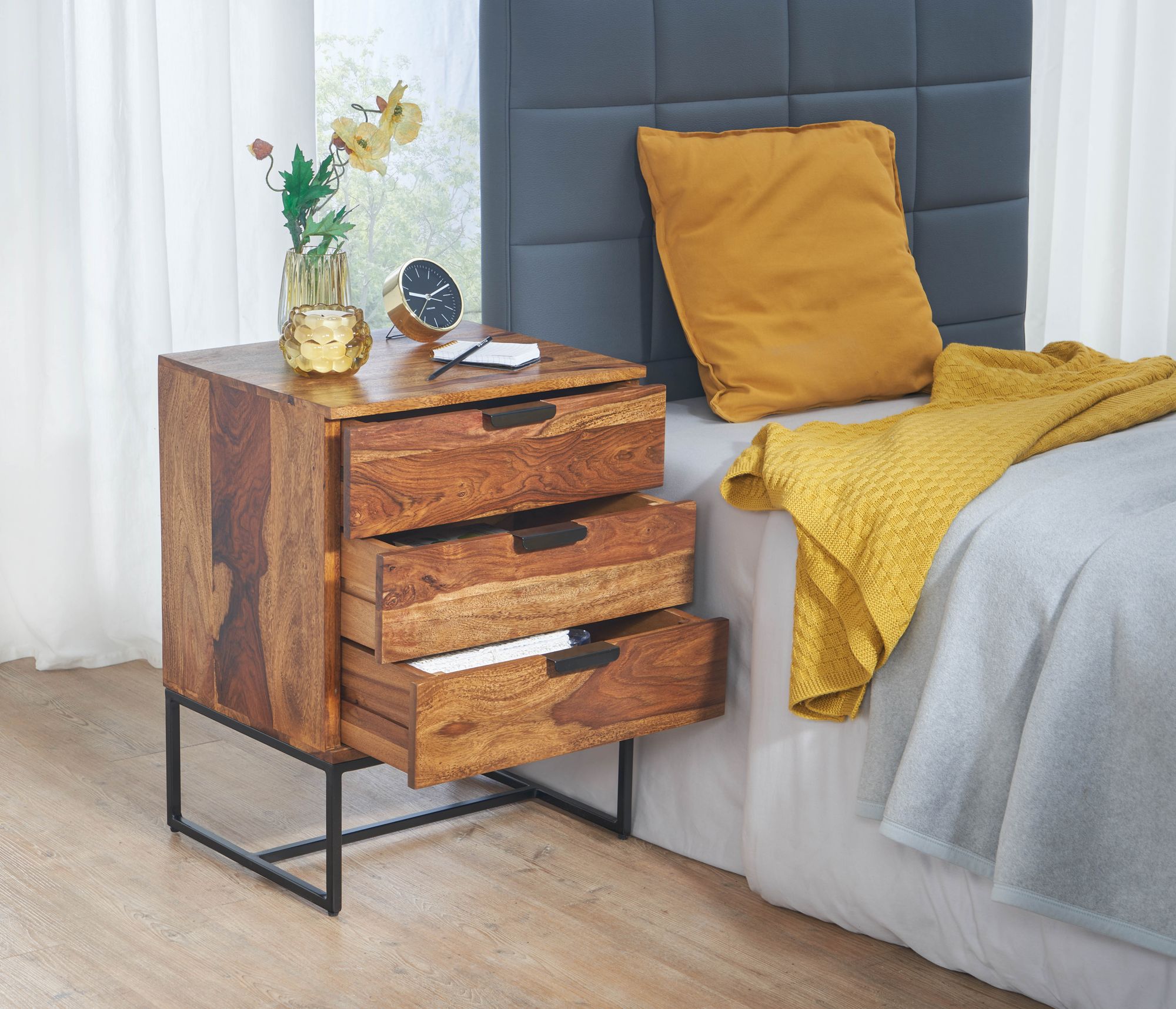 Nachttisch Audnedal Sheesham Massivholz 50 × 40 × 65 cm