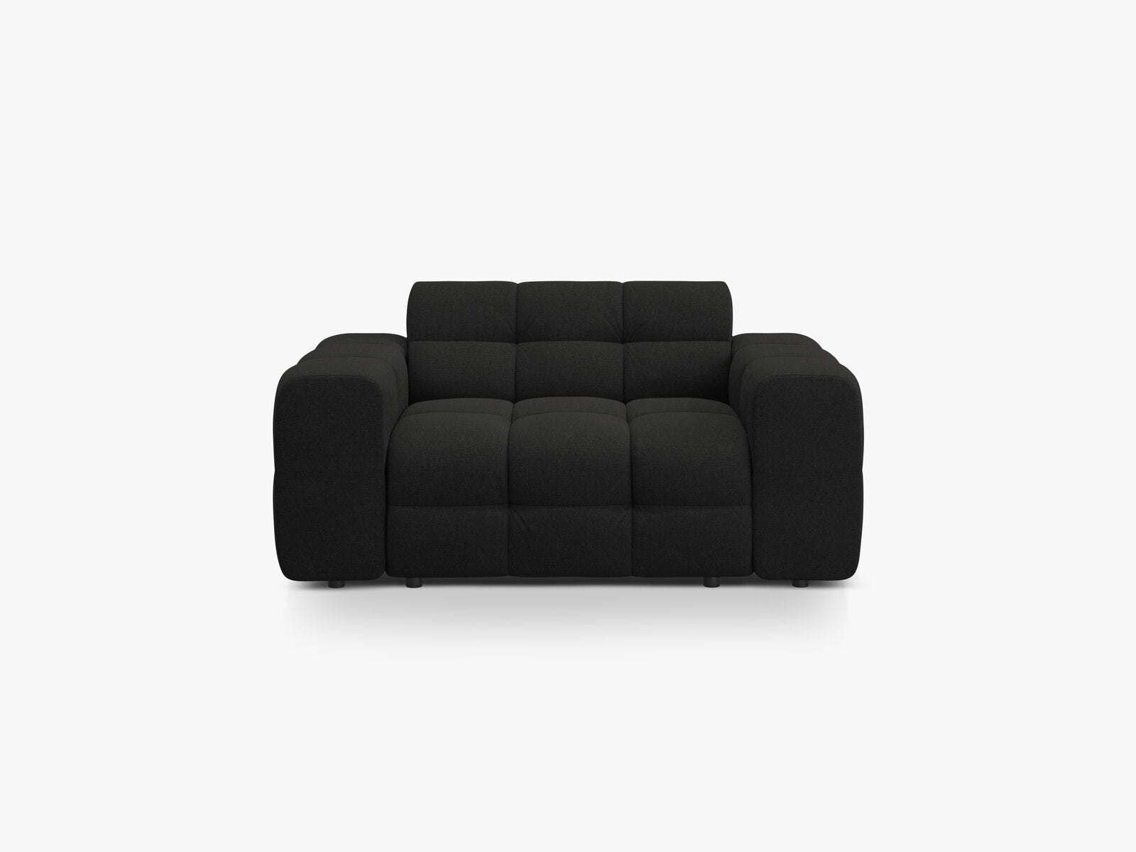 Micadoni Sofa Kendal 2-Sitzer Strukturierter Stoff Schwarz