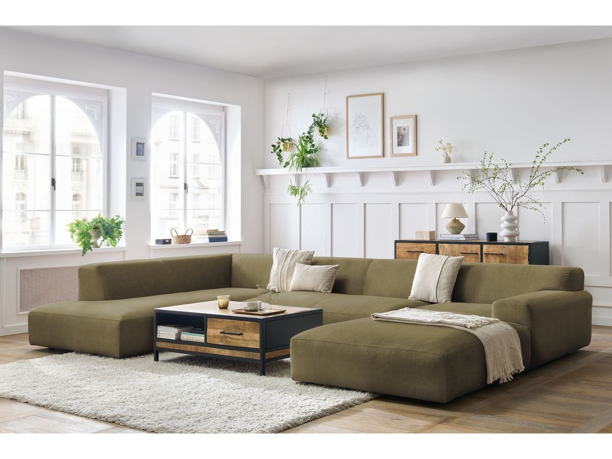 Bobochic Lavena Wohnlandschaft 399 × 220 cm Samt Grün Ecke rechts