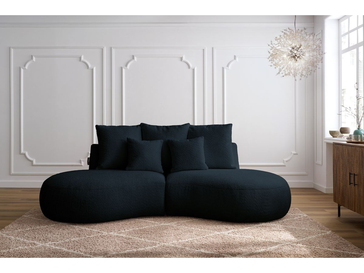 Bobochic Saint-germain Sofa 3-Sitzer Bouclé-Stoff Dunkelblau