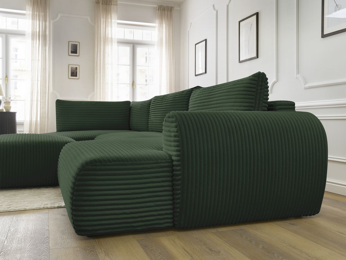 Bobochic Lucien Wohnlandschaft mit Pouf Breitcord weich Grün Ecke rechts