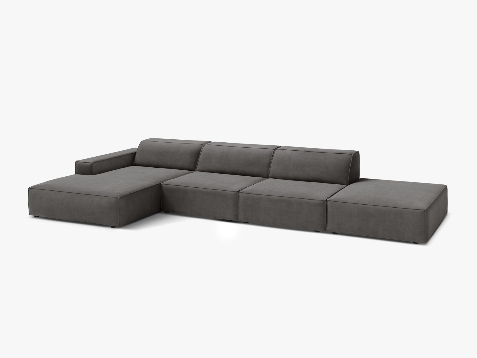 Micadoni Ecksofa Jodie 5-Sitzer Links Samt Bluvel Hellgrau