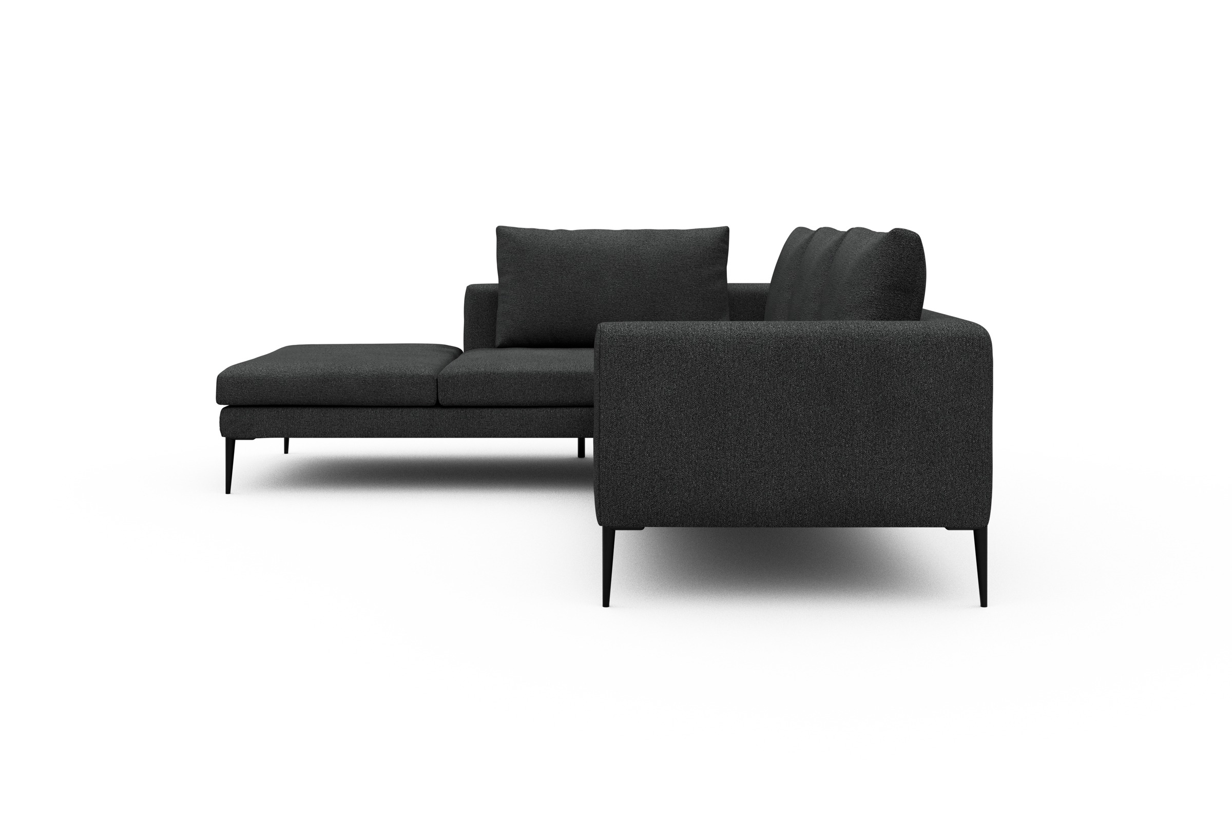 Ecksofa Paul Relax-Ecke links mit 2-Sitzer Boucle-Charcoal