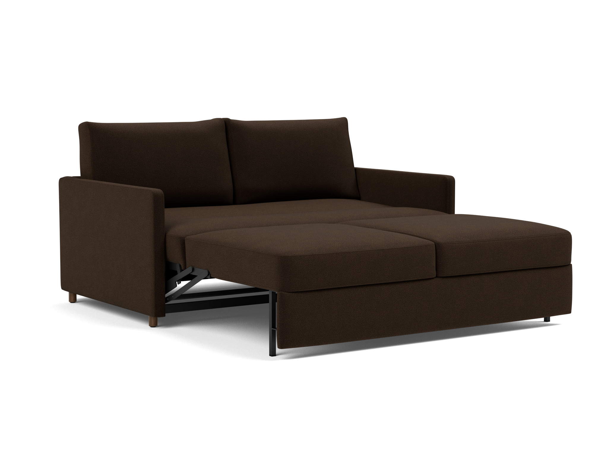 Schlafsofa Neah mit Slim-Armlehnen 160 Strukturierter Stoff Taura 358-Chocco