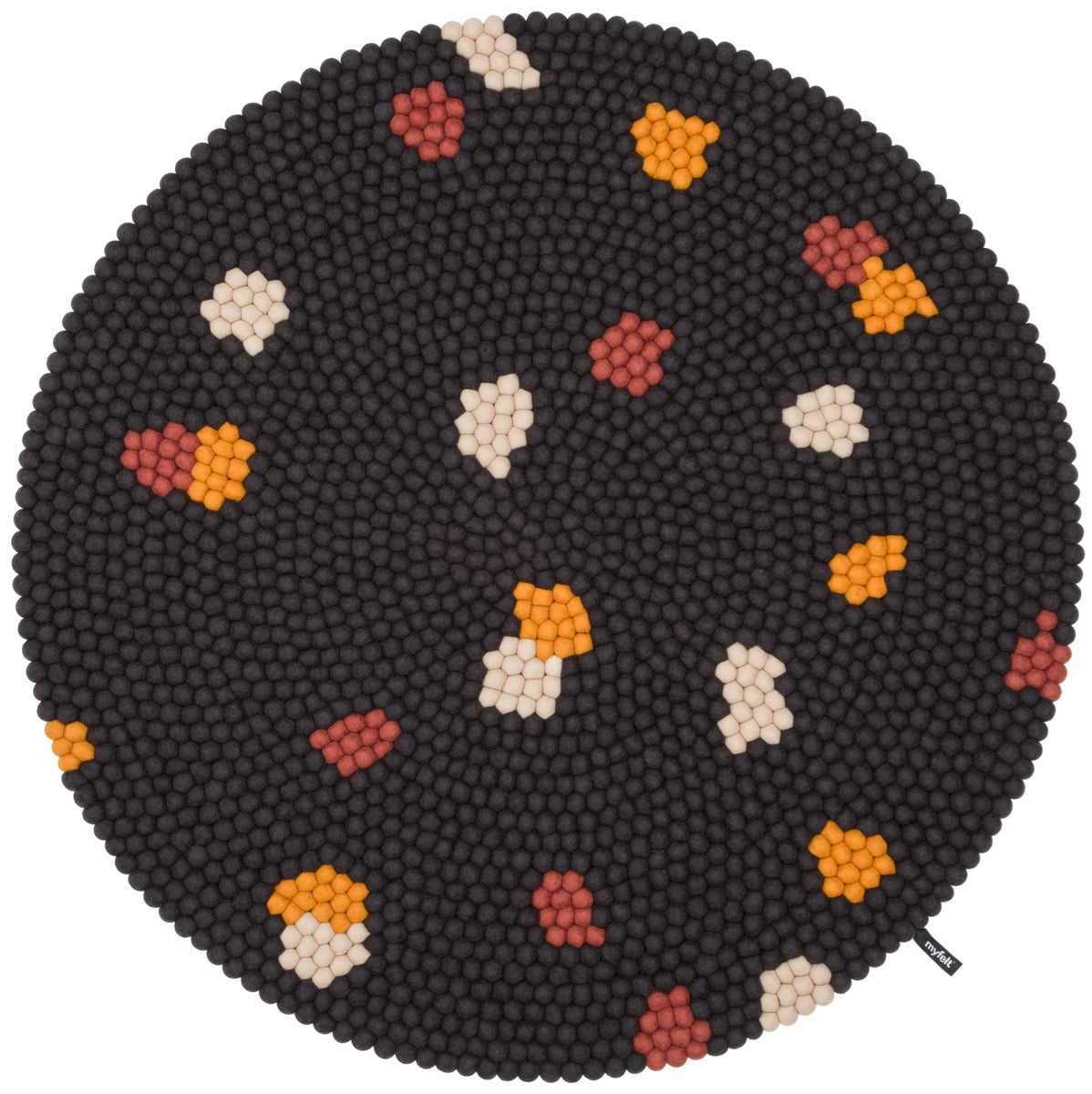myfelt Terra Coal Filzkugelteppich Anthrazit rund Ø 50 cm