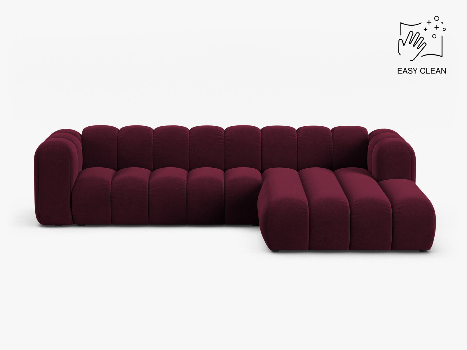 Micadoni Modulares Ecksofa Lupine 4-Sitzer Samt Venus Burgunder Rechts